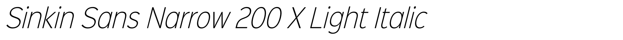 Sinkin Sans Narrow 200 X Light Italic image